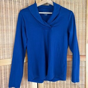 Women's LL Bean Blue Long Sleeve Top cowl neck size s